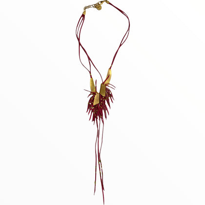Fuchsia-gold art necklace