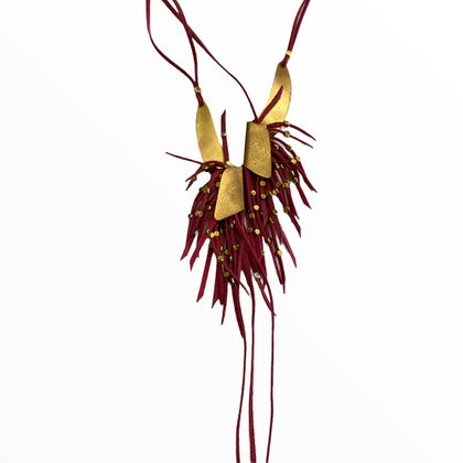 Fuchsia-gold art necklace