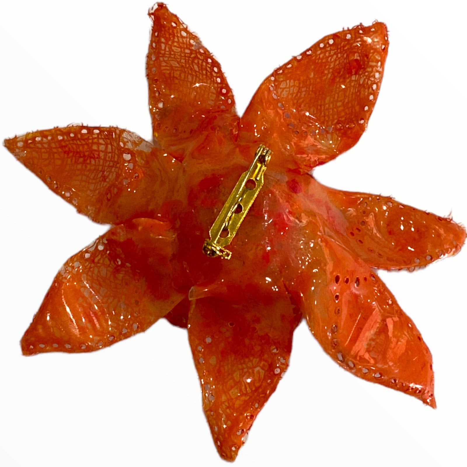 Orange flower brooch