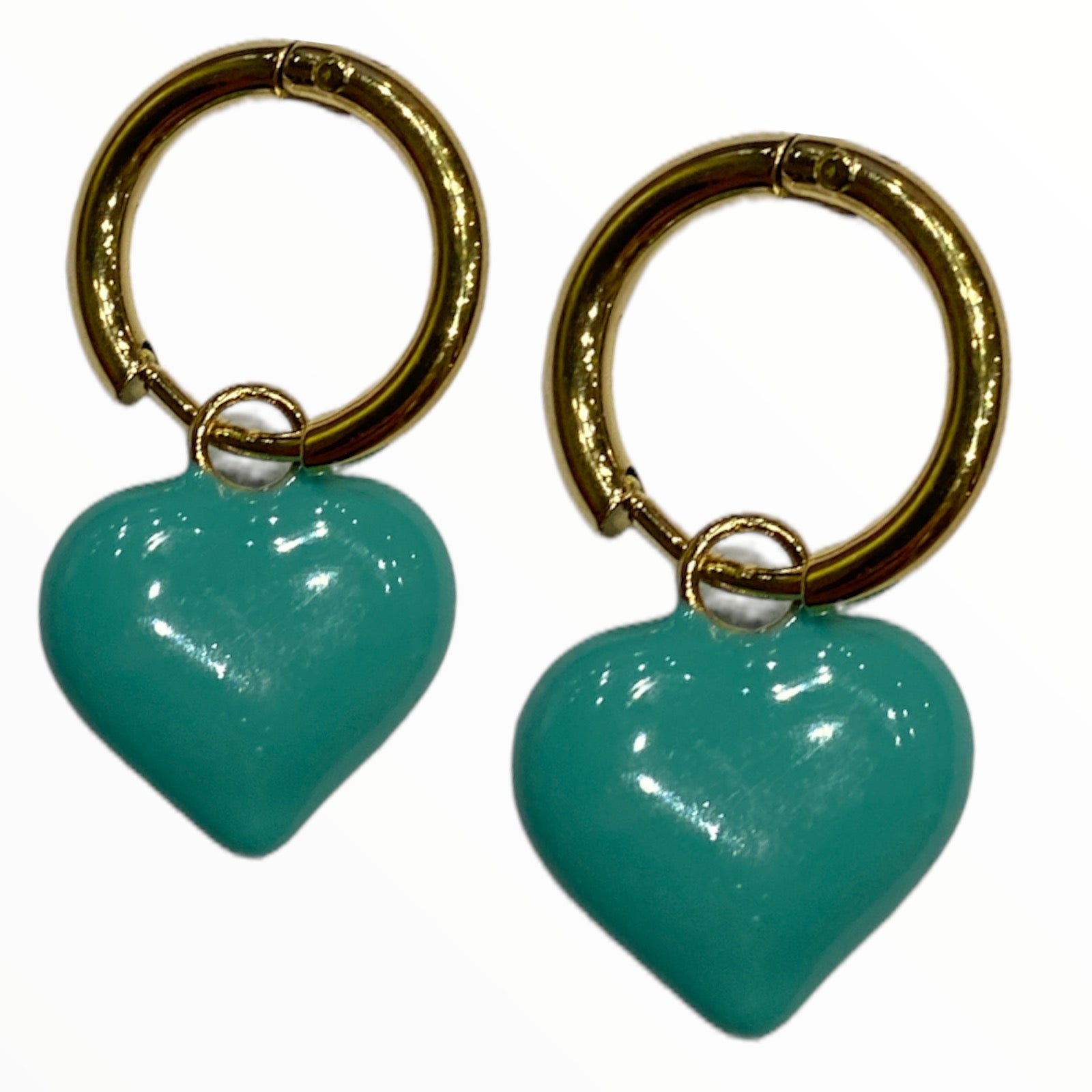 Turquoise lovely heart hoops