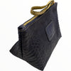 Dark blue anaconda-print leather beauty case