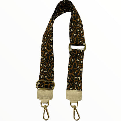 Brown leopard-print adjustable strap with leather details
