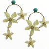 Gold hoops earrings with flowers