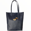 Carouzou dark blue leather shopping bag