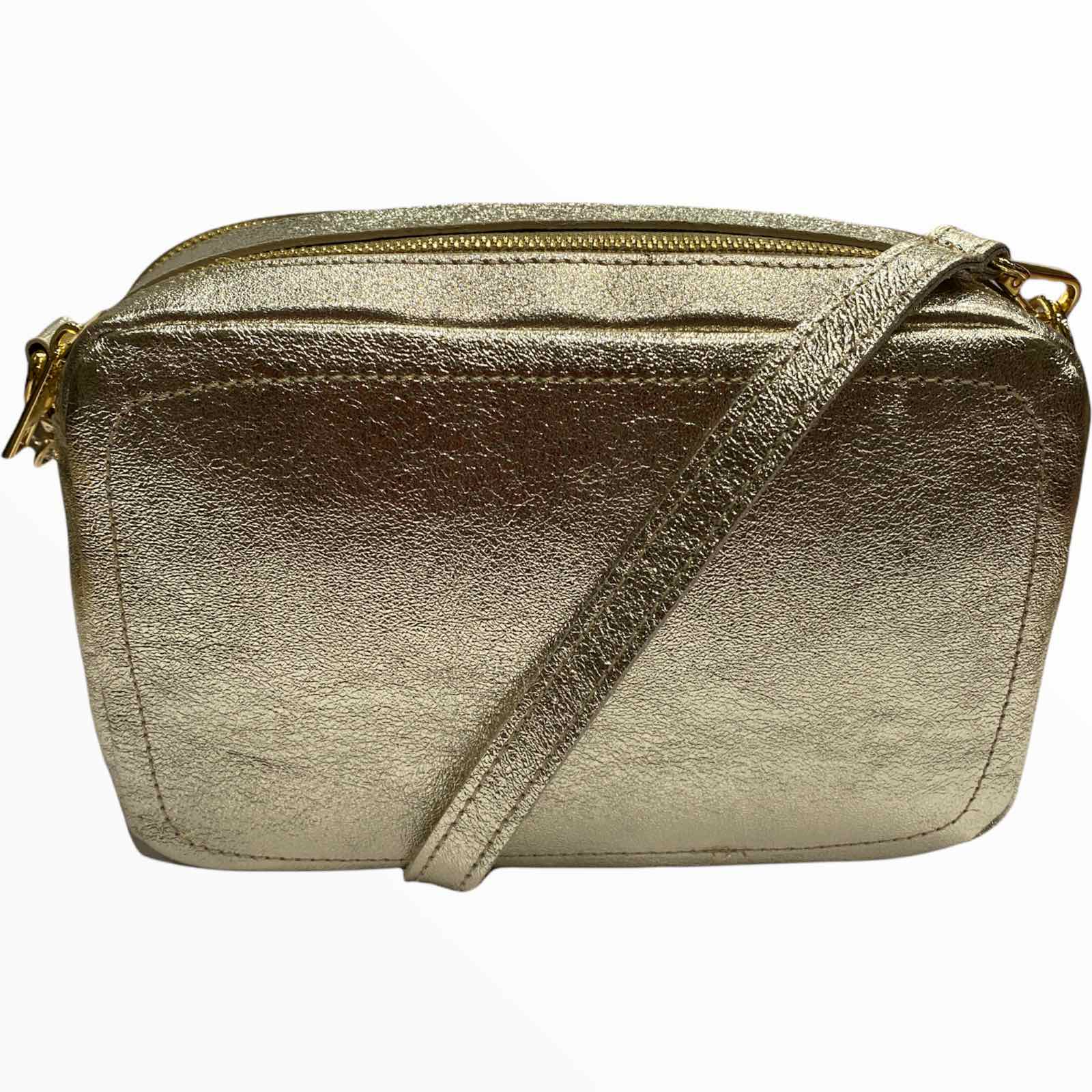 Gold luxury leather messenger bag
