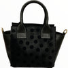 Gina mini. Black polka dots calf-hair leather tote bag