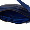 Royal blue messenger bag with handwoven details