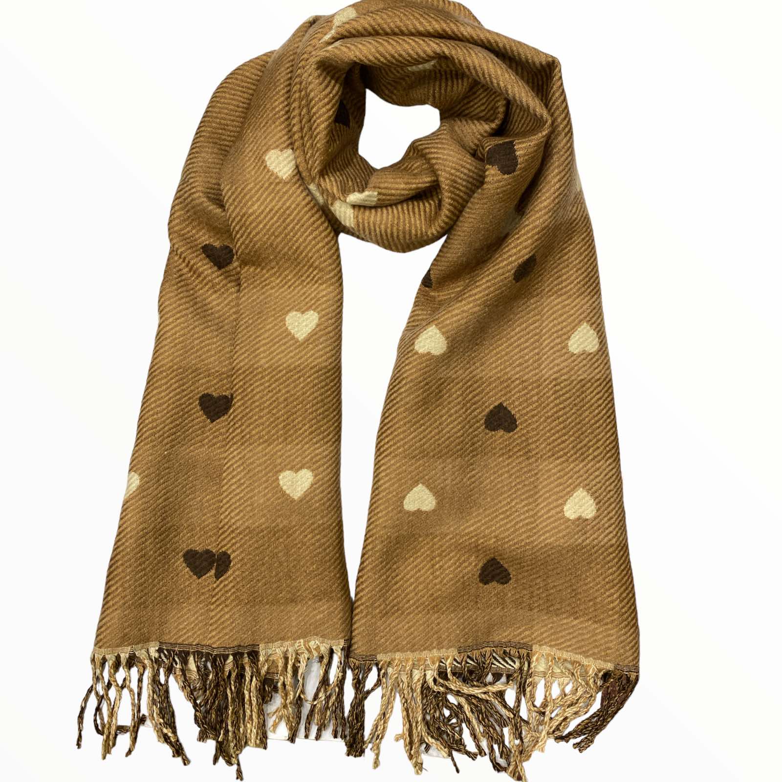 Brown and beige double face soft scarf