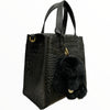 Diva M. Black alligator-print leather tote bag