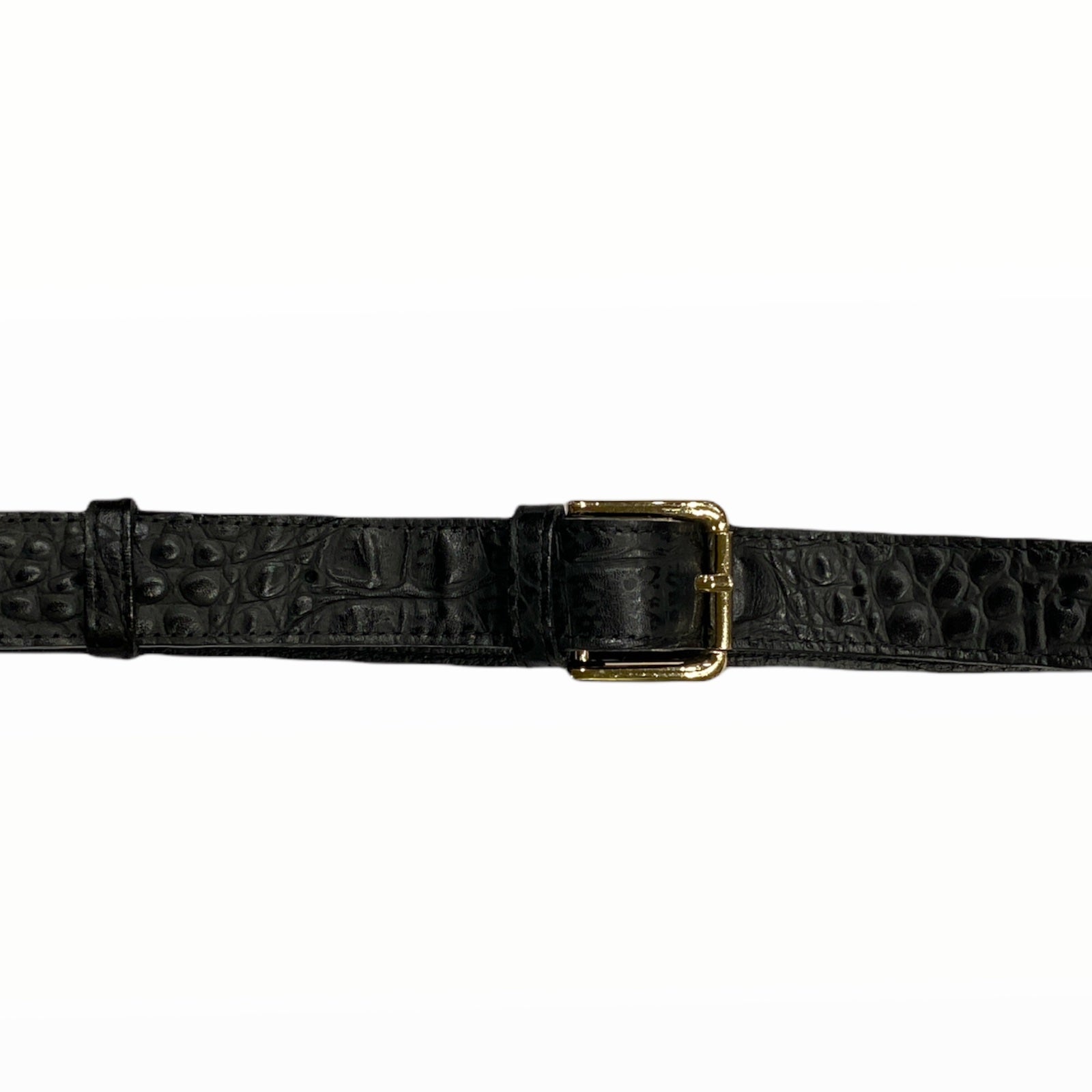 Carouzou black leather belt with gold metals