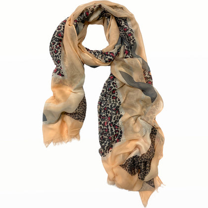 Animal-print scarf with nude details