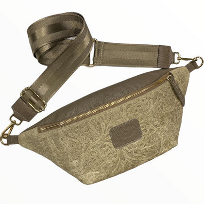 XL taupe art leather belt bag