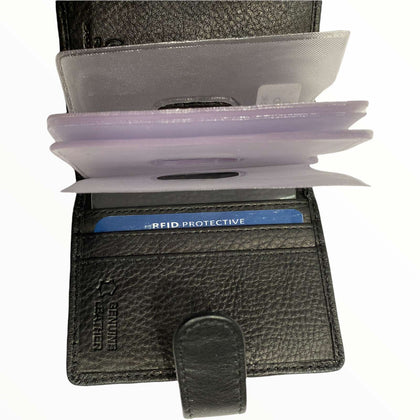 Black unisex leather card holder