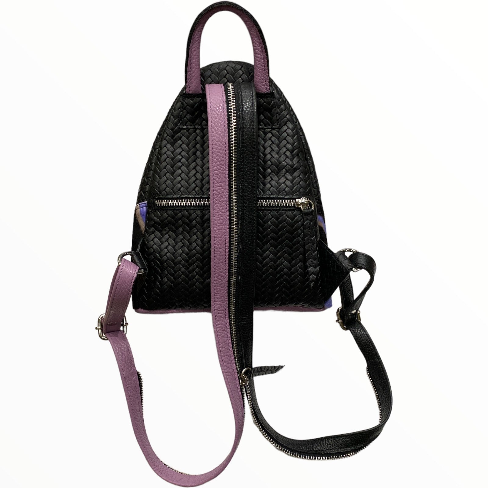 Agapi small. Black backpack with calf-hair details.