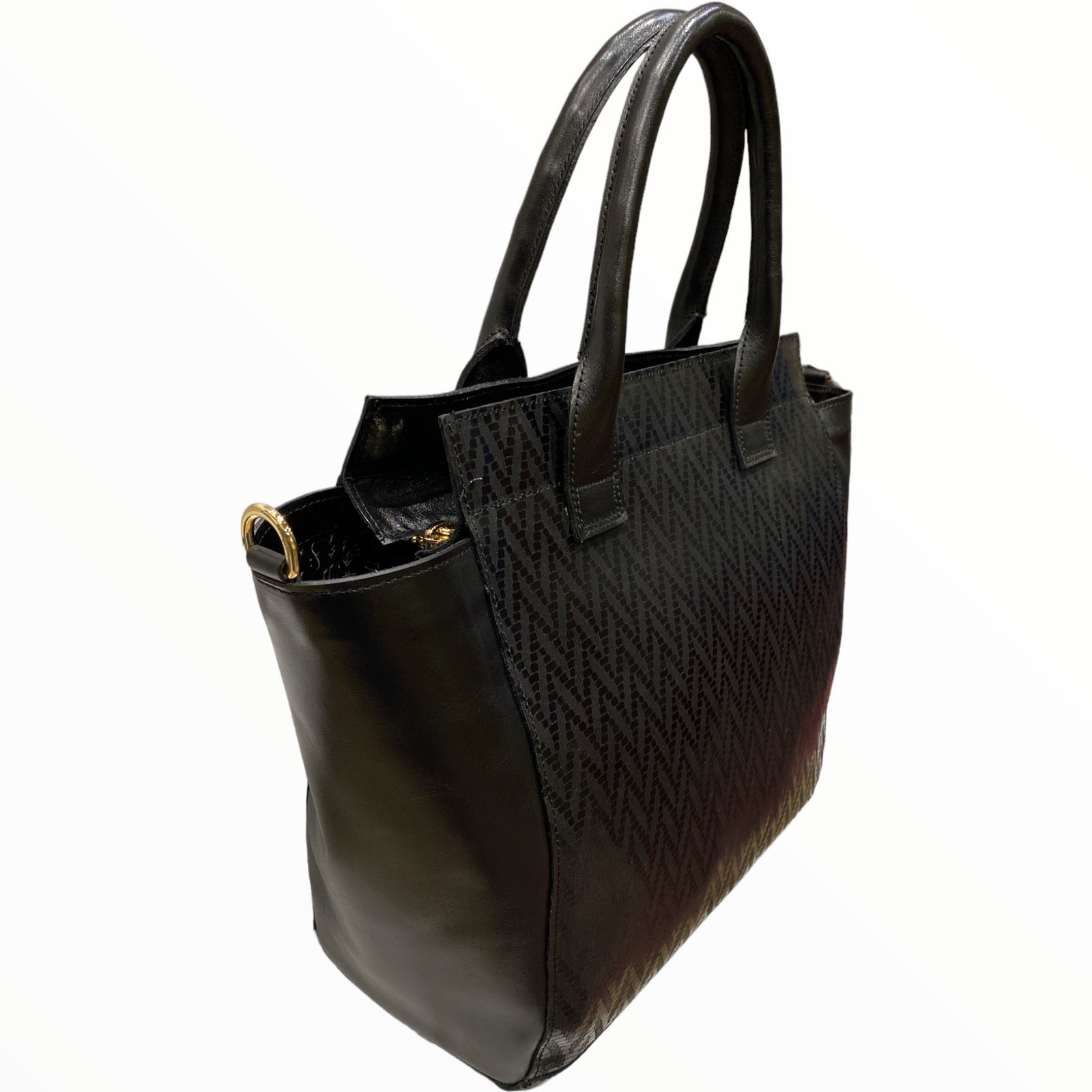 Gina large. Black geometric leather tote bag