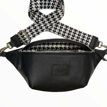 XL black leather belt bag
