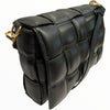 Black leather woven messenger bag