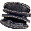Dark blue leather double mobile case with snake-print details