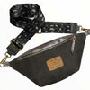Dark grey and silver leather belt bag