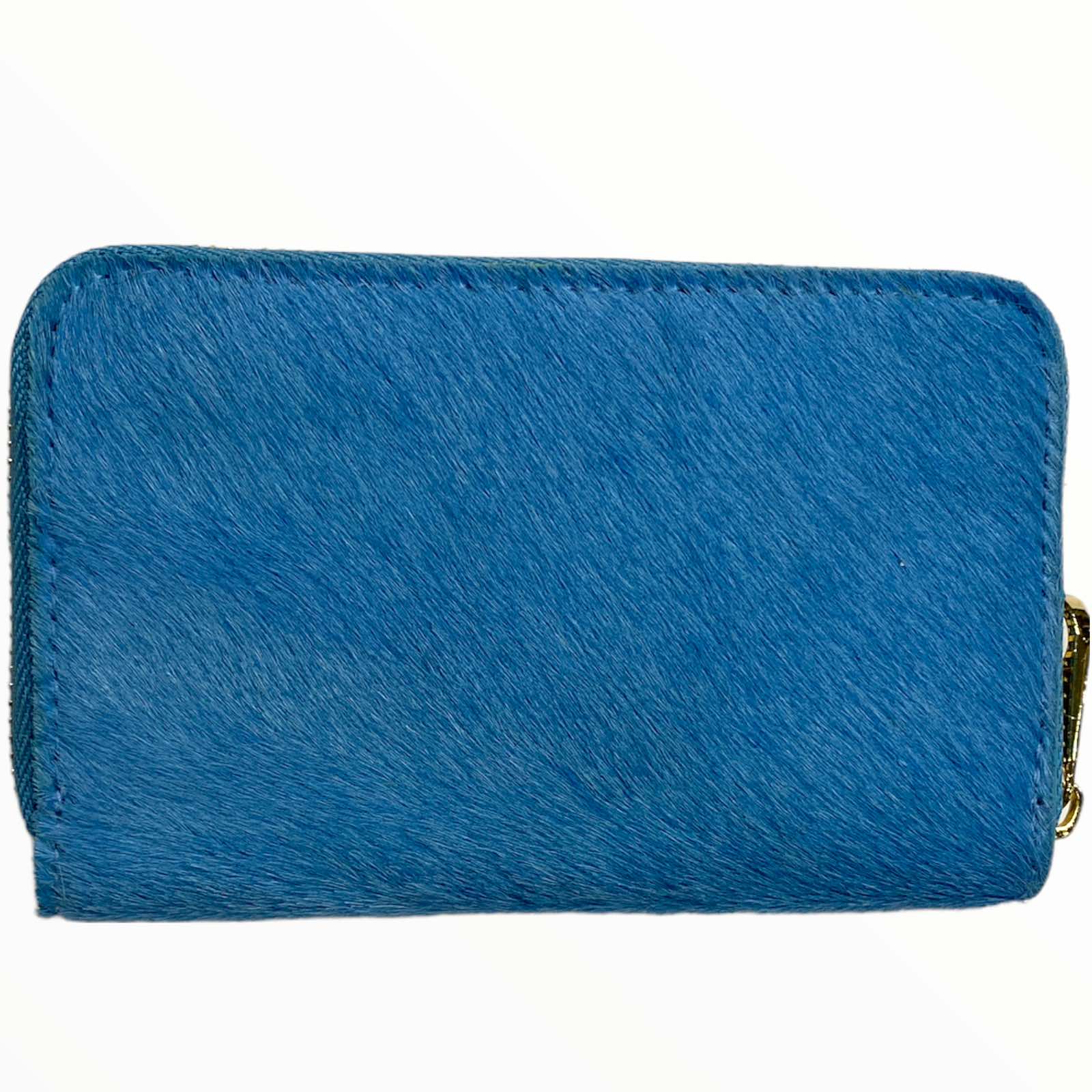 Sky blue calf-hair leather medium wallet