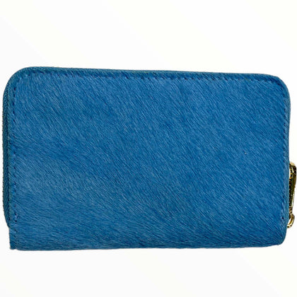 Sky blue calf-hair leather medium wallet