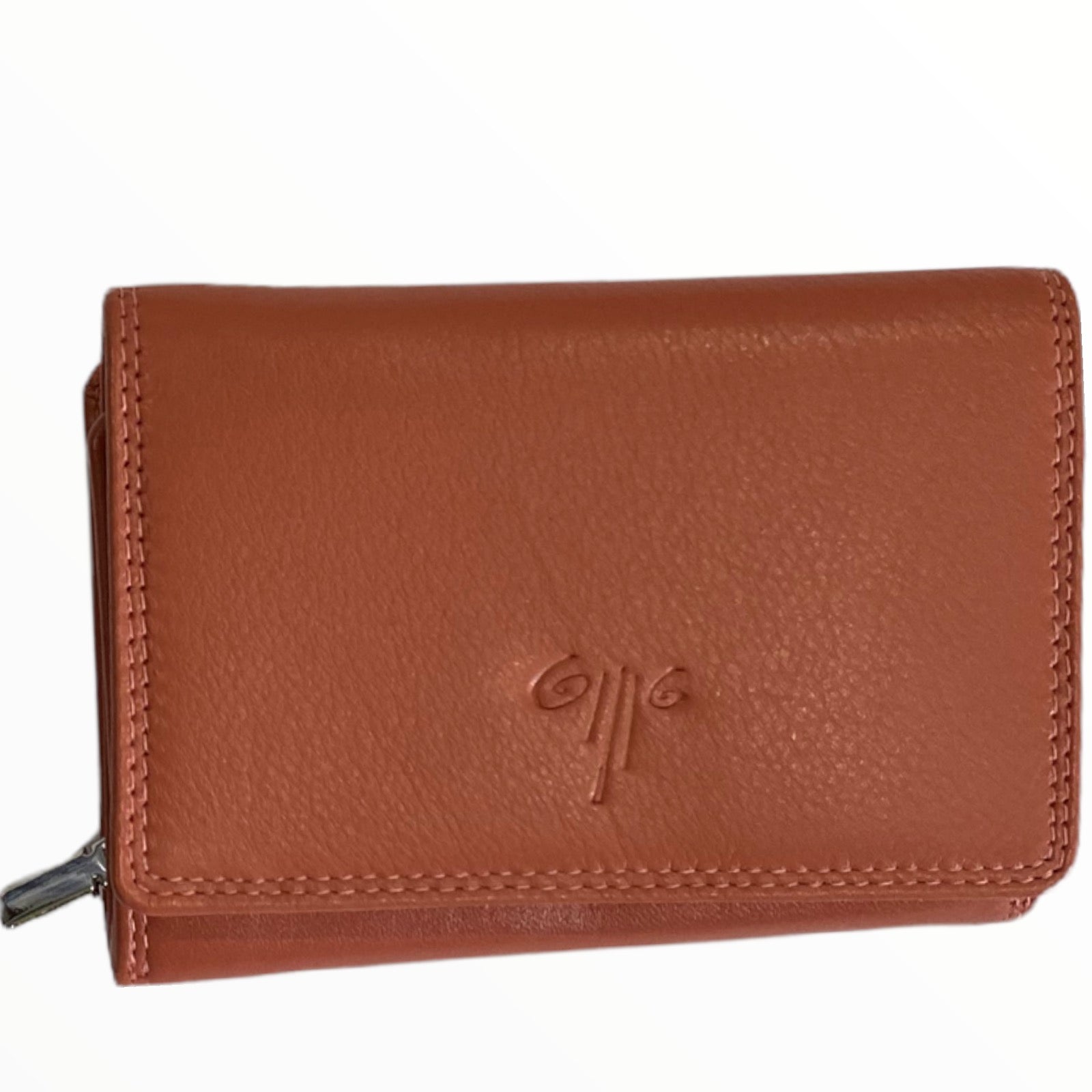 Peach leather wallet small size