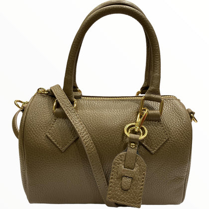 Taupe leather bauletto tote bag