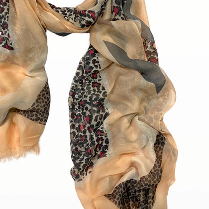 Animal-print scarf with nude details