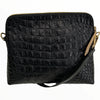 Box XXL. Black alligator-print leather messenger bag