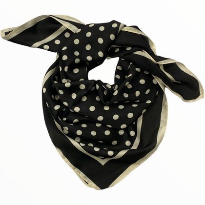 Black polka dots silk touch foulard