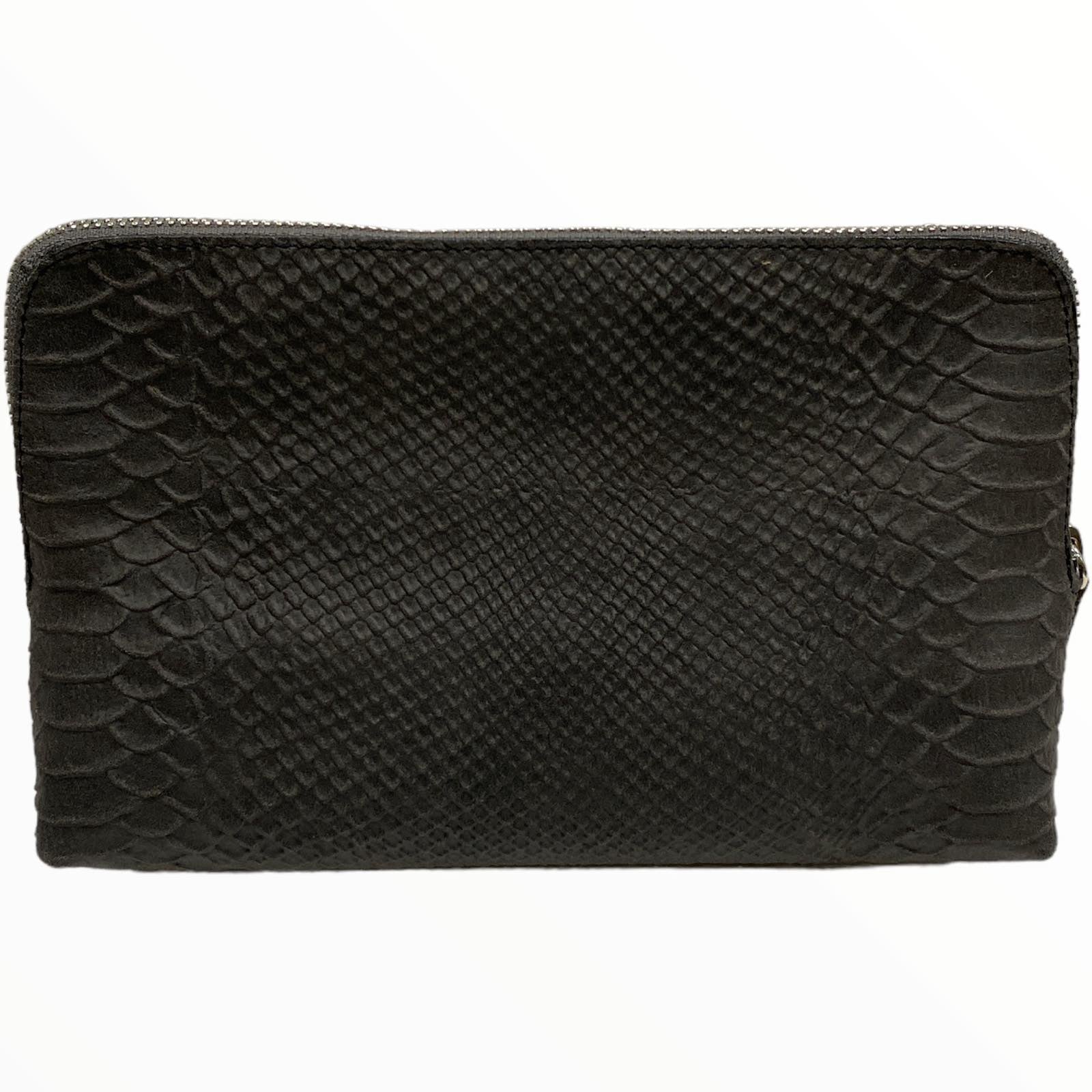 Box XL. Dark grey alligator-print leather messenger bag