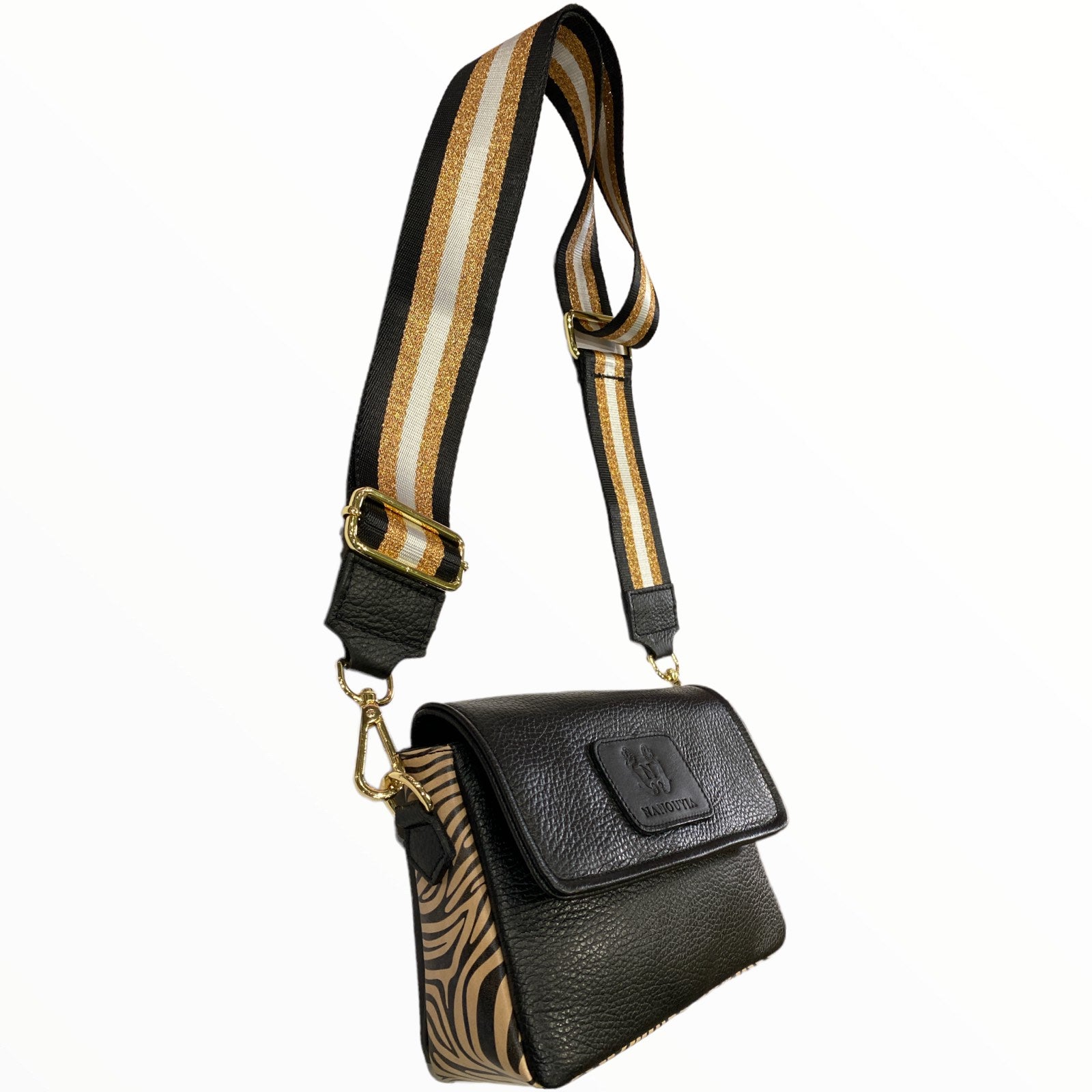 Mandy mini. Black-beige leather limited edition bag