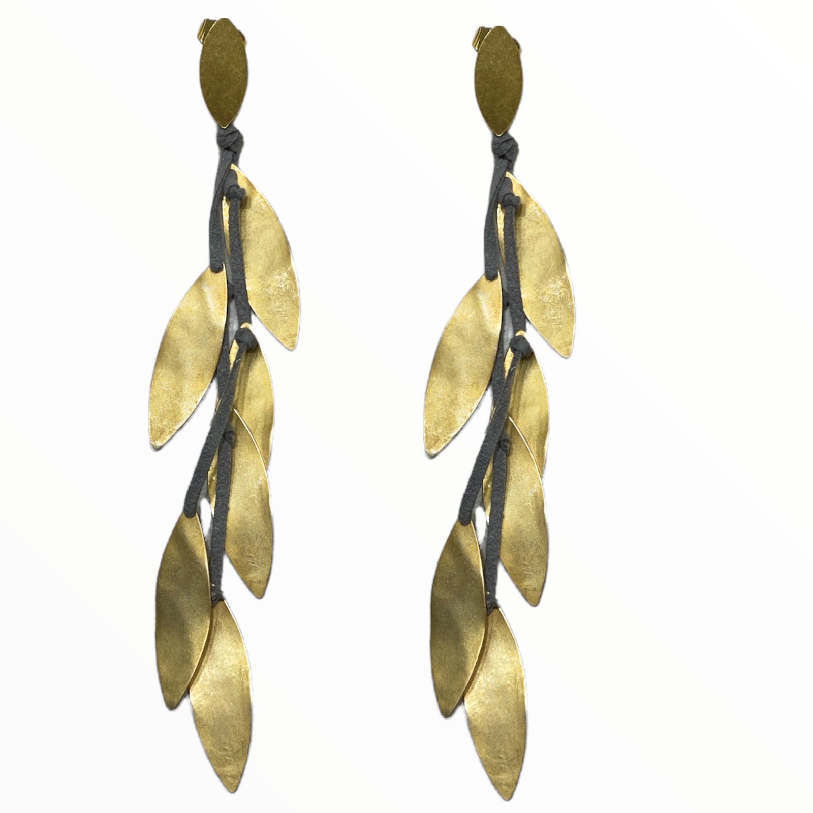 Grey ancient greek leaves earrings