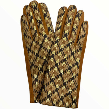 Chic taupe and taba gloves with gold details