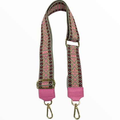 Pink boho adjustable strap with leather details