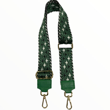 Green adjustable strap with leather details