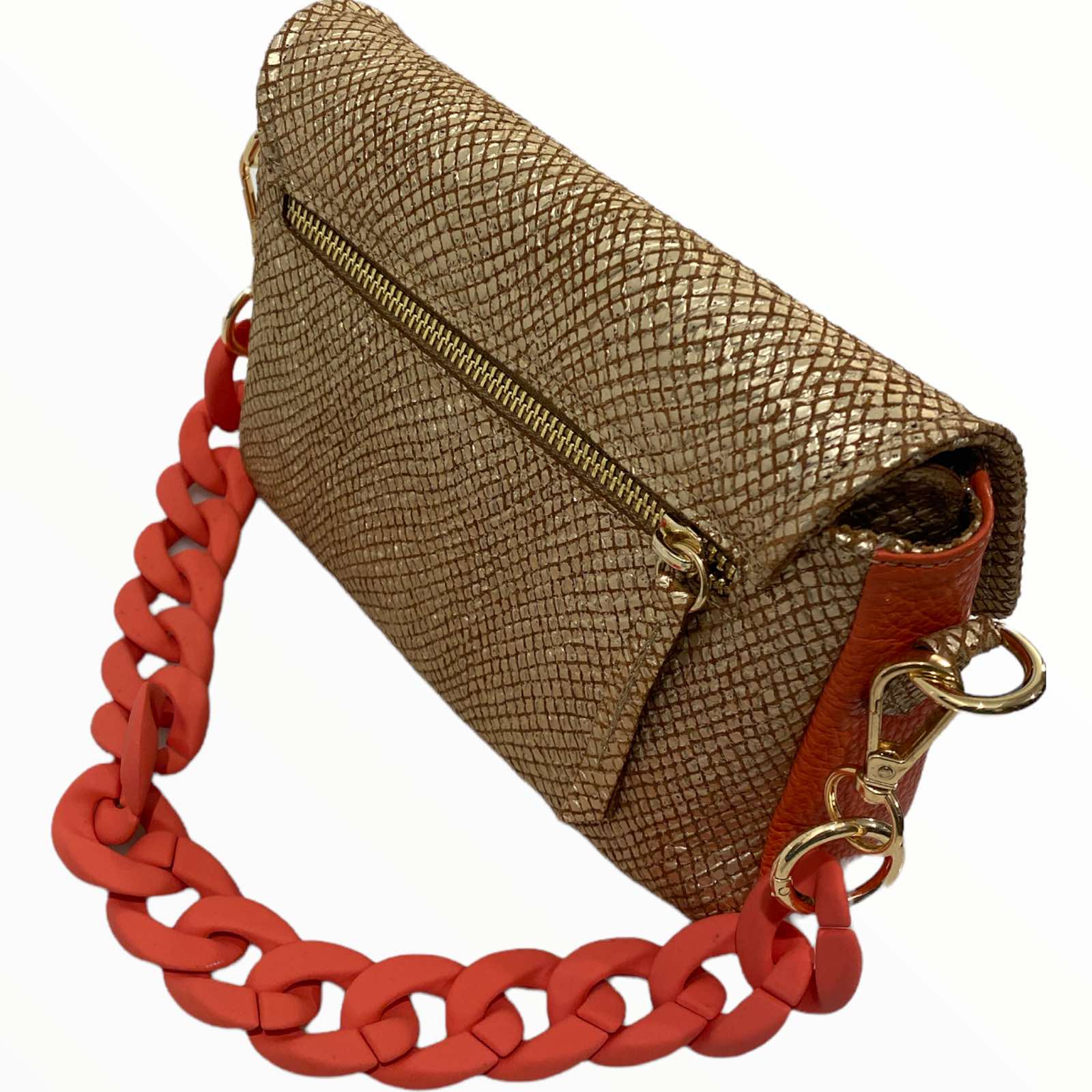 Mandy mini. Gold-coral leather limited edition bag
