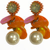 Orange earrings with pearl