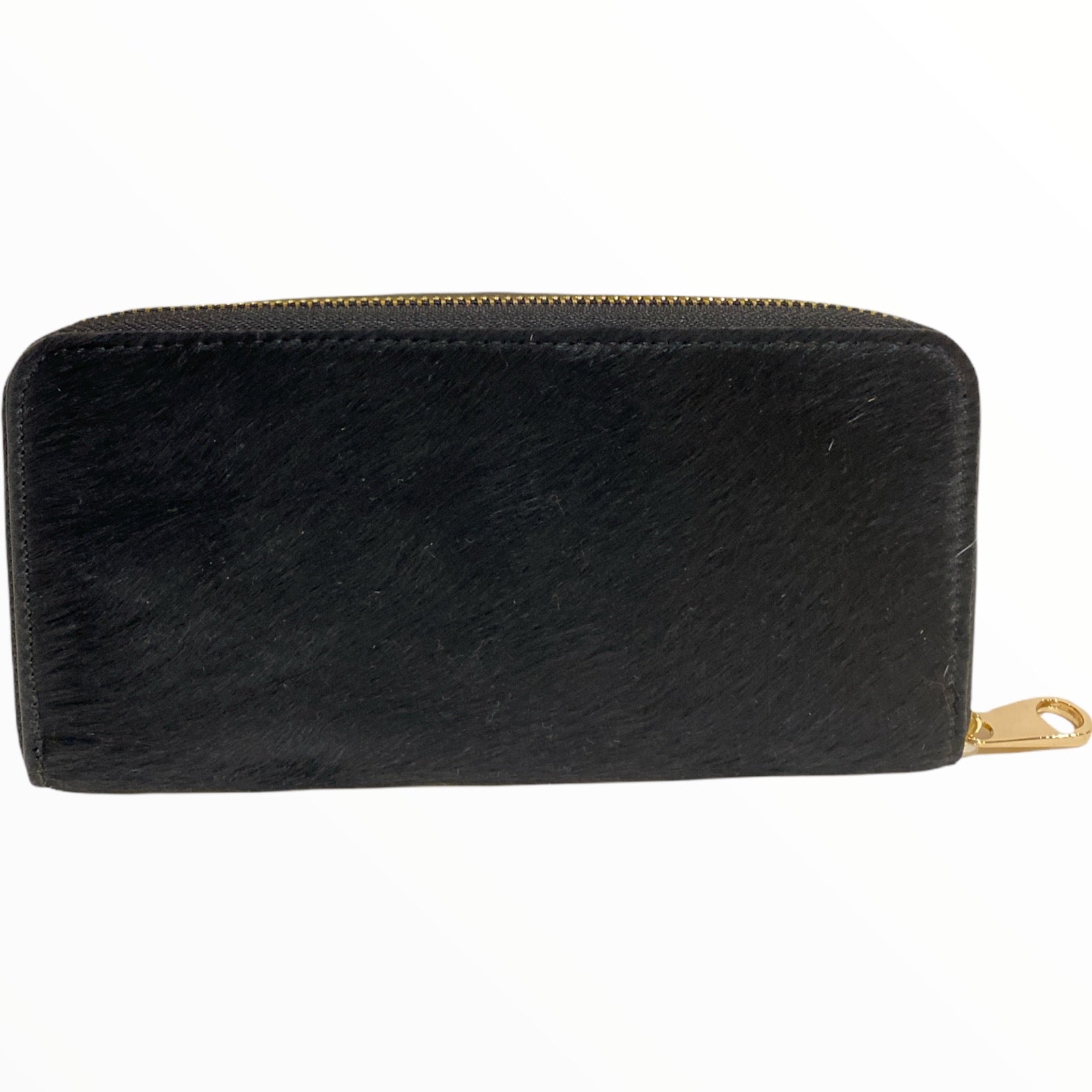 Black calf-hair zip around wallet