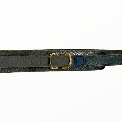 Petrol leather snake-print belt