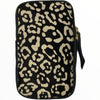 Black and beige leo-print calf-hair mobile leather case