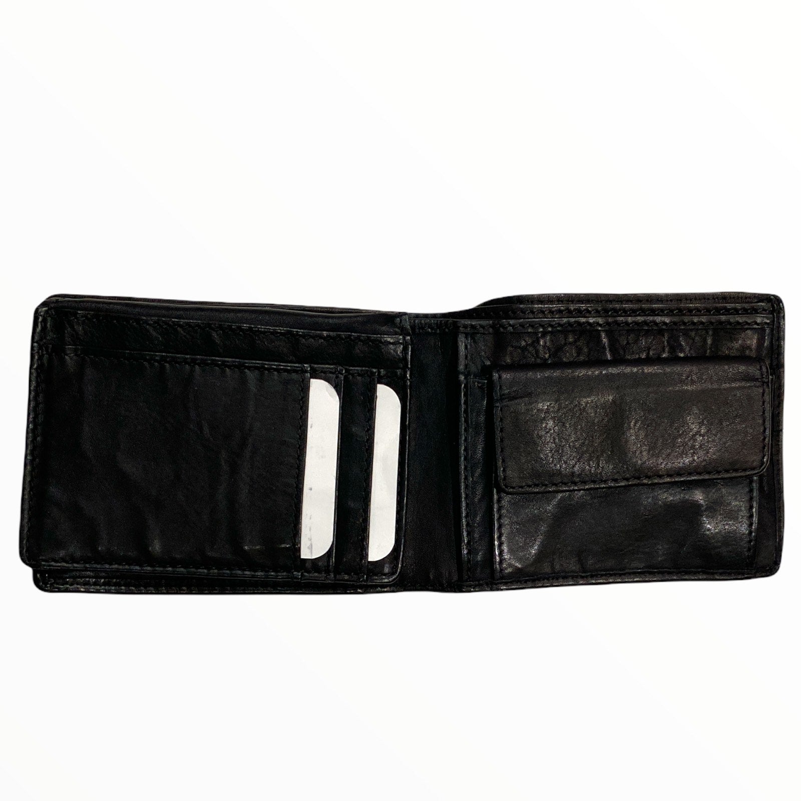 Black leather handwoven man wallet