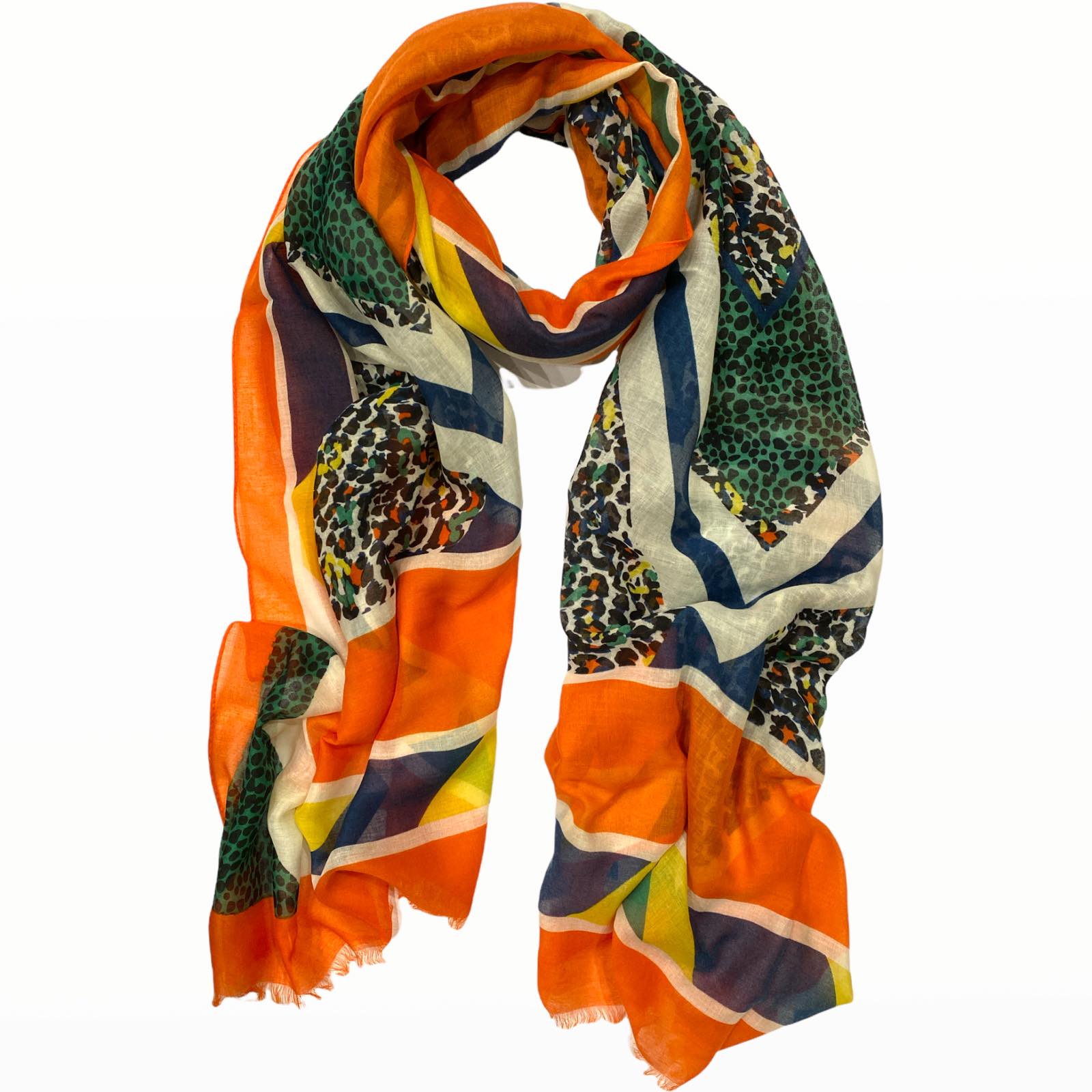 Animal-print scarf with aperol details