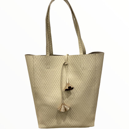 Carouzou vanilla quilted leather shopping bag