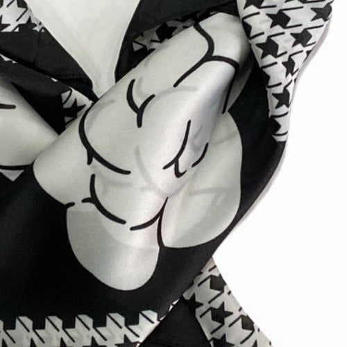 Black scarf with white roses