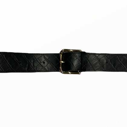 Black croc-print leather belt