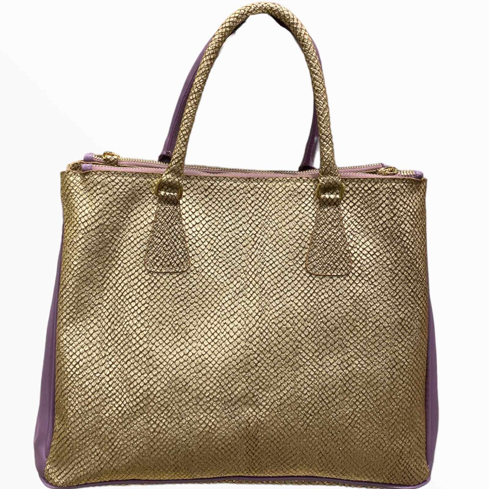Diana L. Lilac and gold leather tote bag