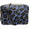 Blue leo-print calf-hair leather messenger bag