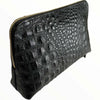 Box XL. Black alligator-print leather messenger bag