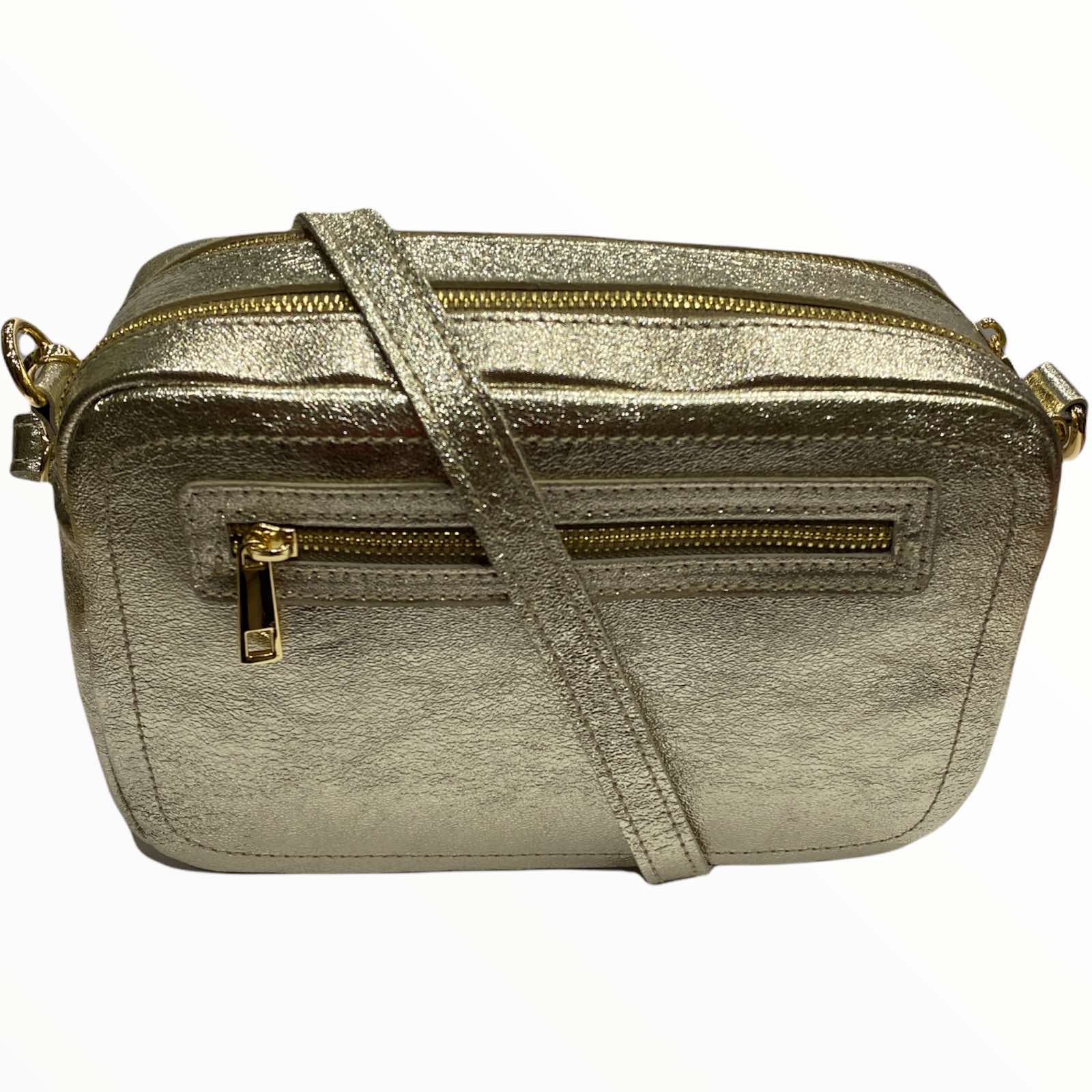 Gold luxury leather messenger bag